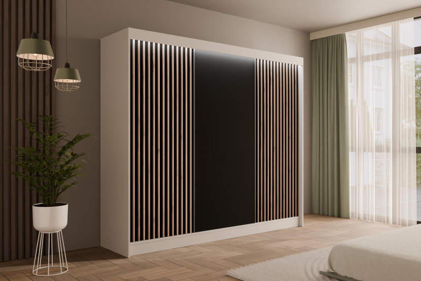 Szafa LED z drzwiami przesuwnymi i lamelami VILANv2 250 x 215 cm