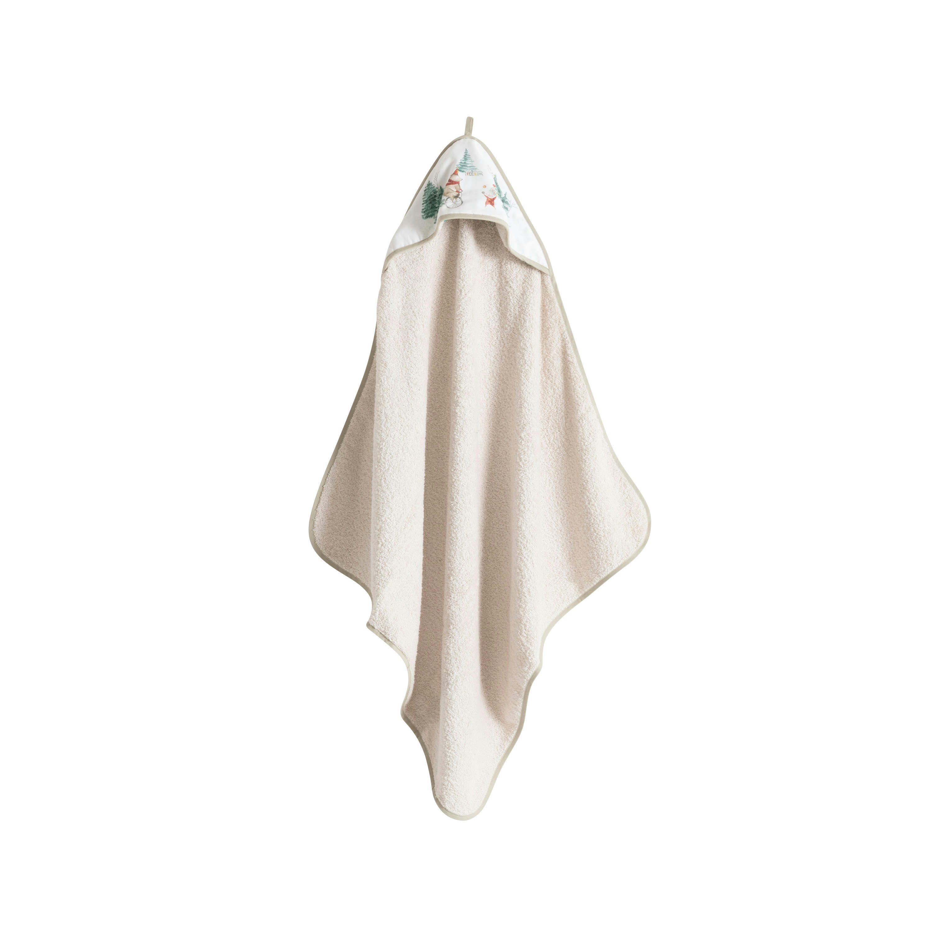 FEERIES - Cape de bain Ivoire bouclette imprimé blanc 80 x 80 cm