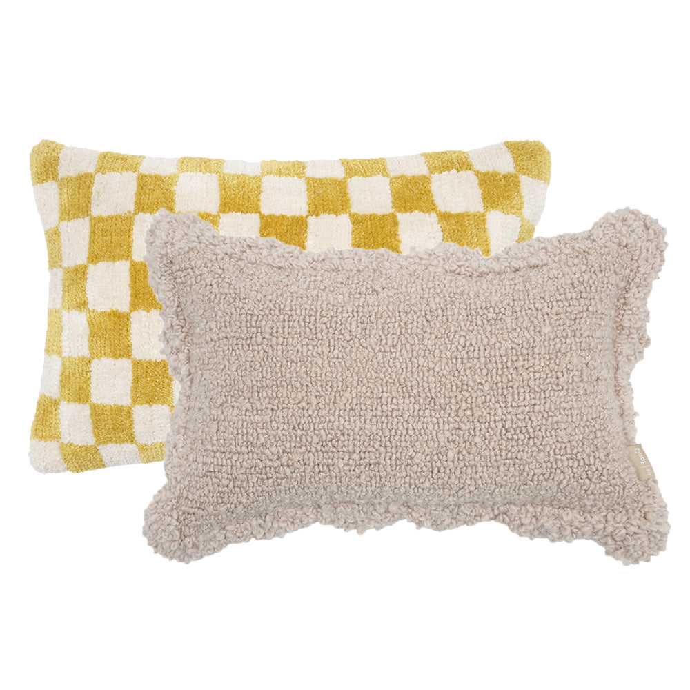 by fonQ Teddies Sierkussen - Set van 2 - Oker