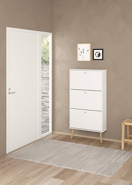 Meuble à chaussures Fung, Meuble à chaussures, Armoire d'entrée polyvalente, Rangement pour chaussures, 70x24 h139 cm, Blanc