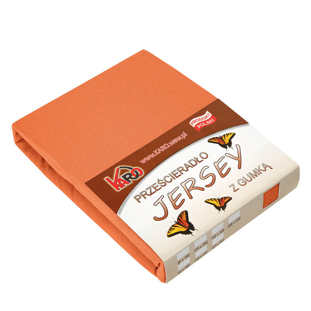 Prześcieradło jersey z gumką 160x200 rude terra 025 KARO