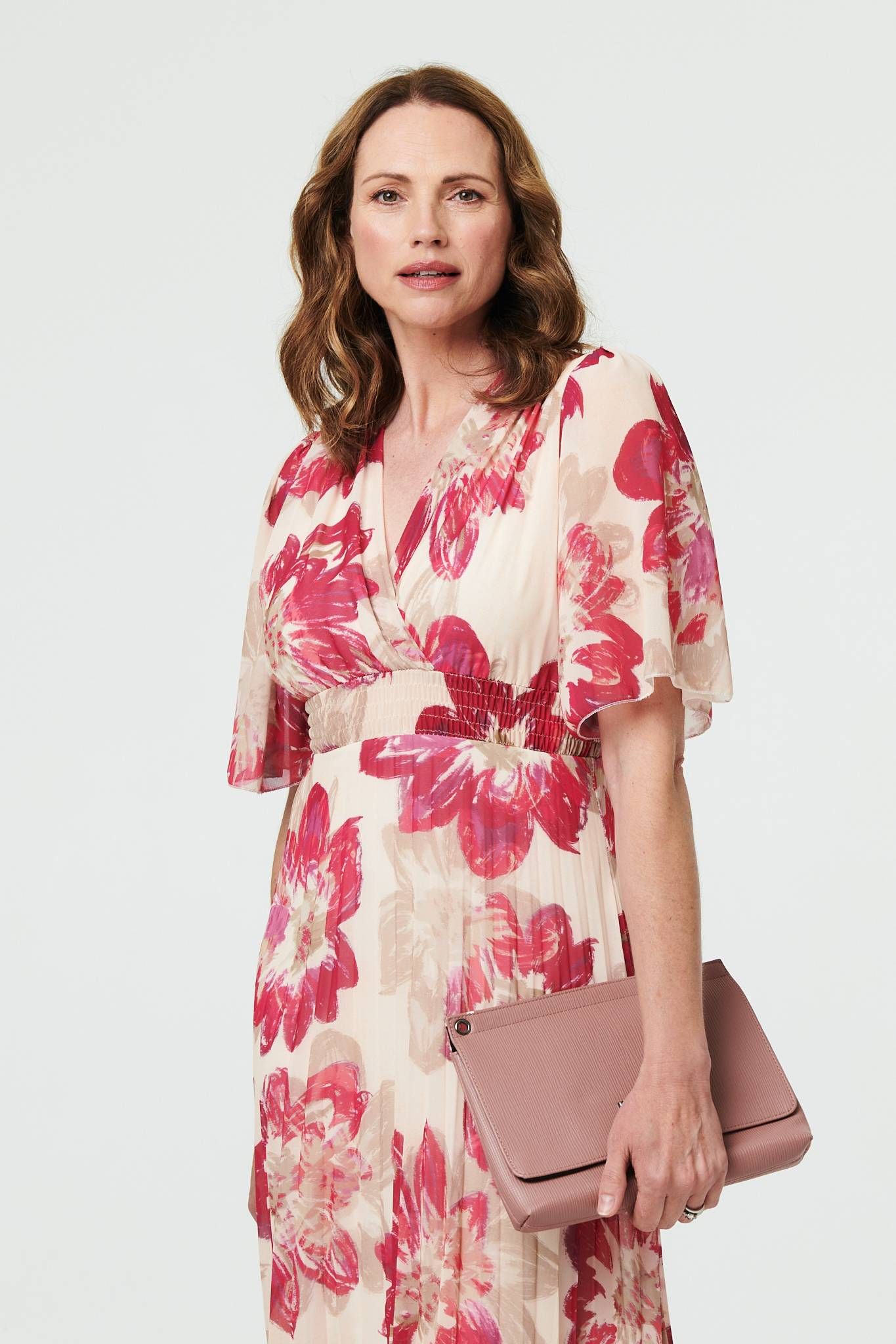 Izabel London Floral 1/2 Sleeve Empire Midi Dress