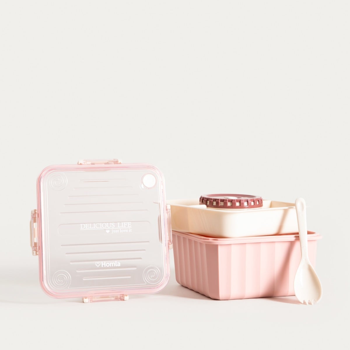 Lunchbox POPPIE z łyżeczką różowy 2.15 l