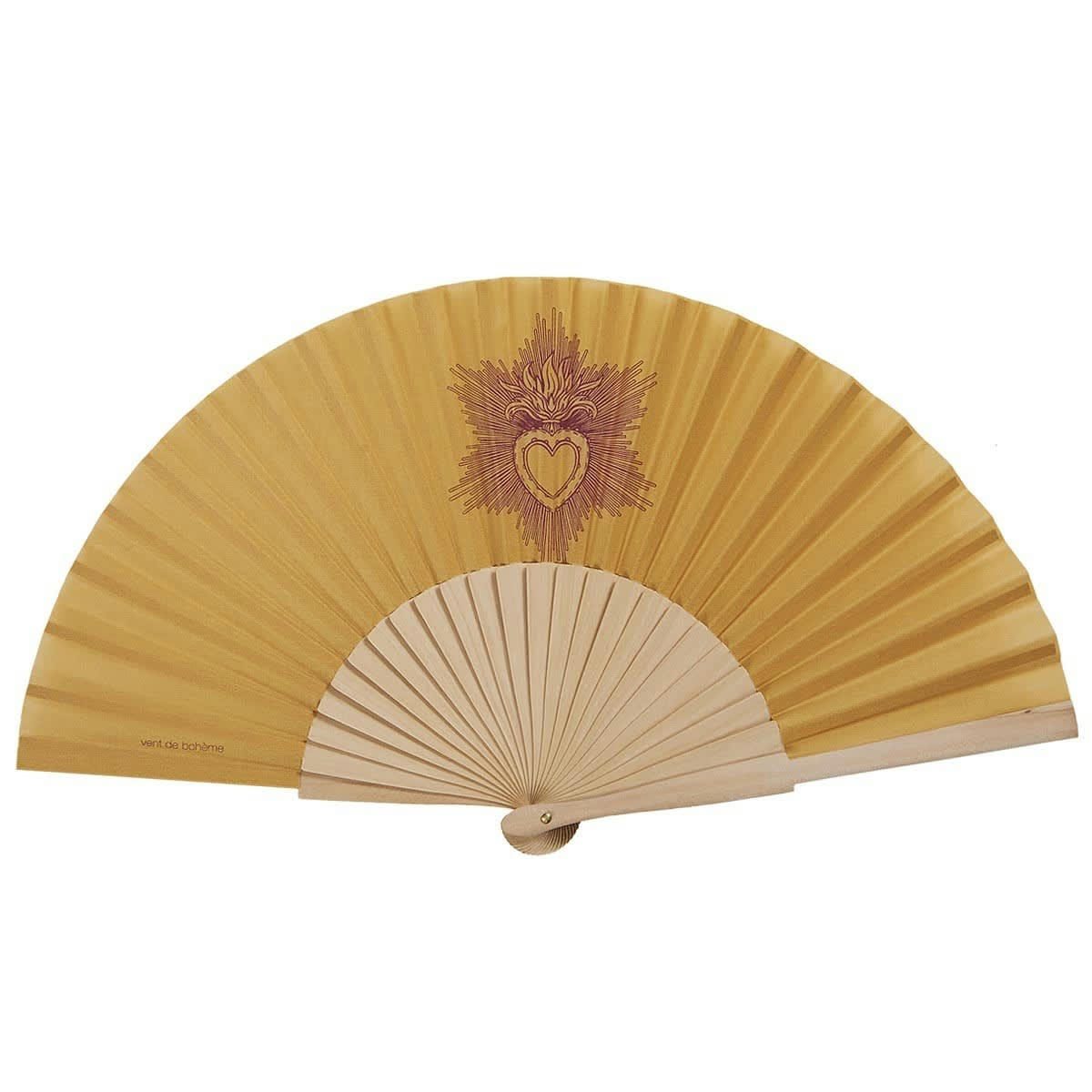 EX VOTO - Éventail en bois de bouleau et coton sérigraphié jaune