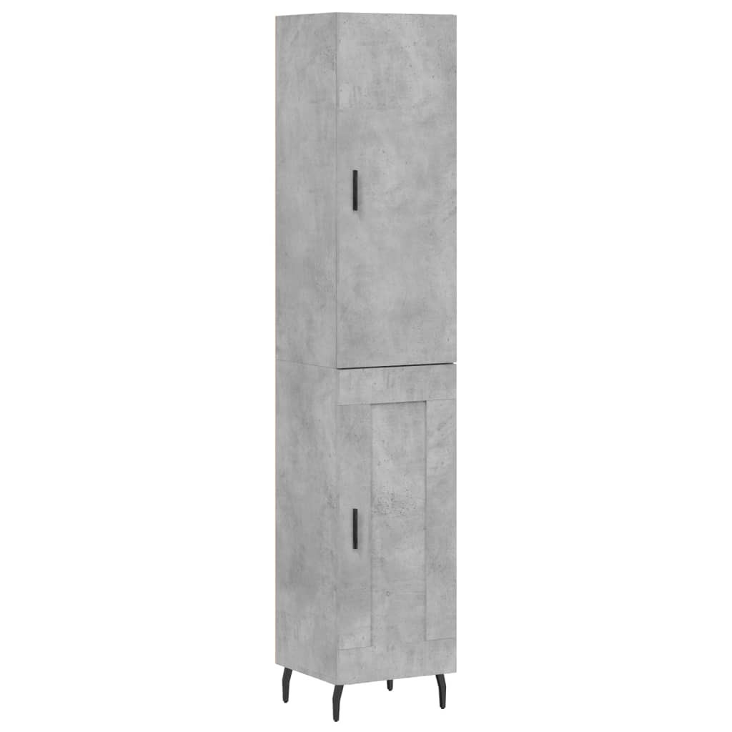 Szafka Komoda Regał Szara Beton z Drzwiami 34.5x34x180 cm do Salonu Pokoju