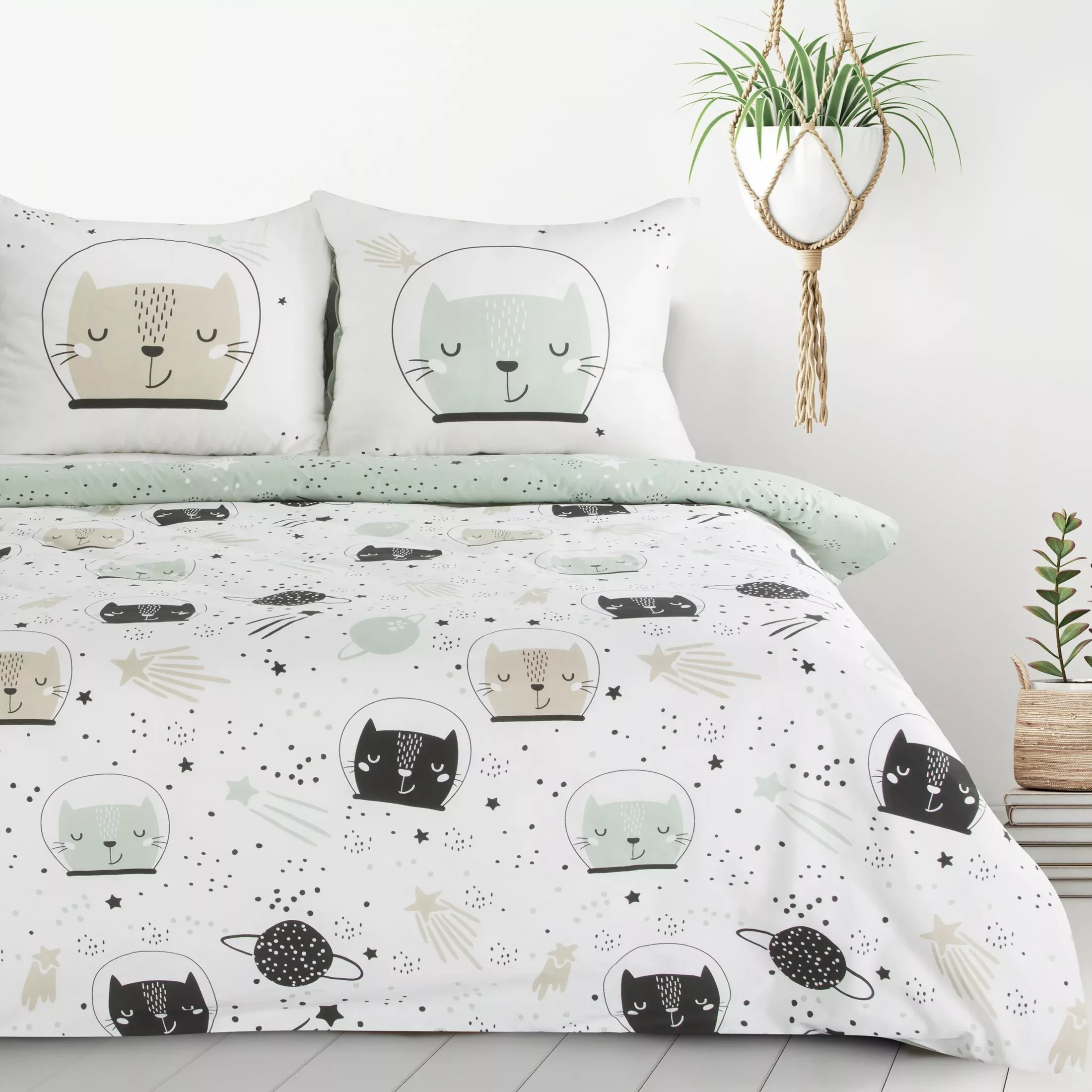 DESIGN 91 Komplet pościeli dziecięcej KIDS 13 z bawełny renforce z motywem kotów w kosmosie