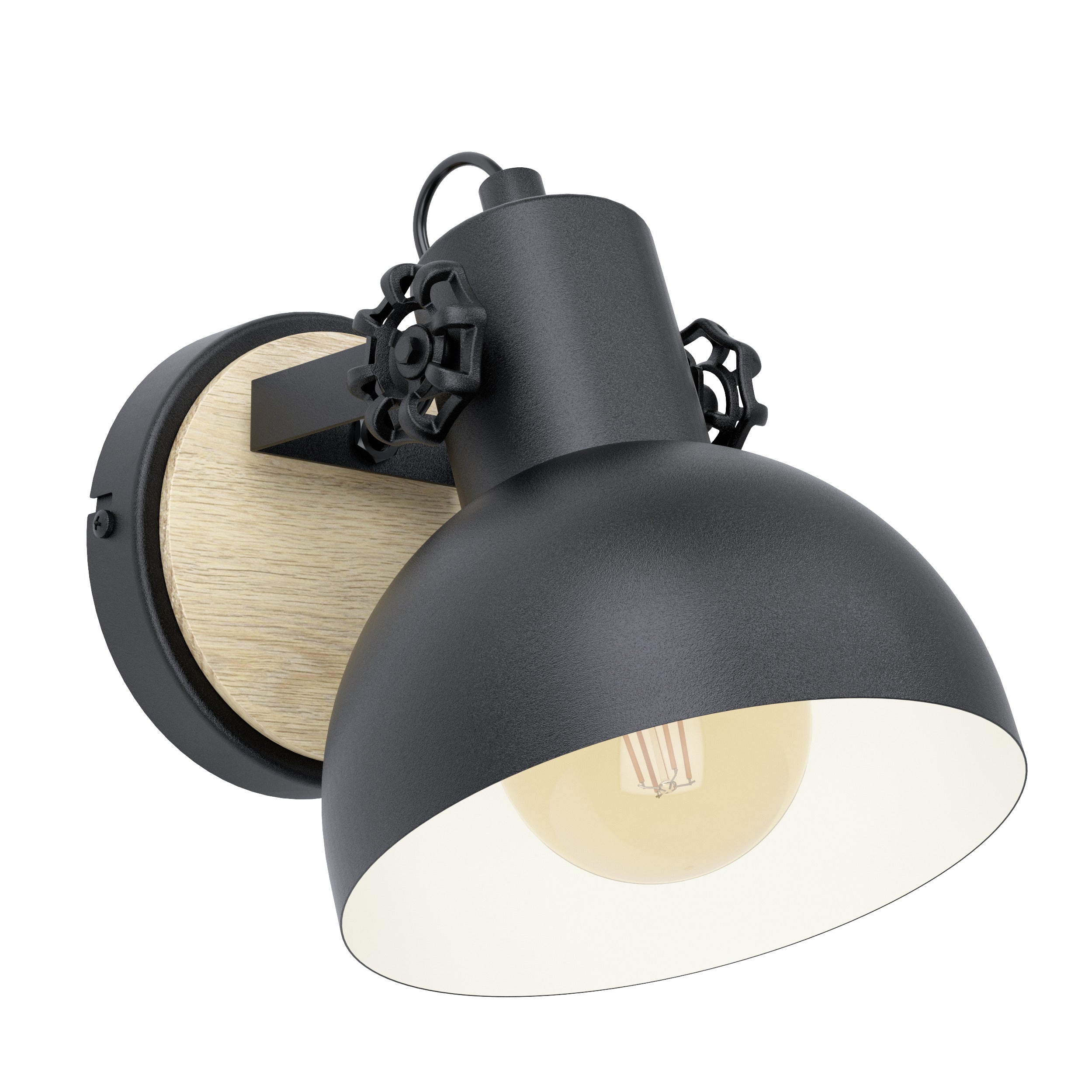 EGLO wandlamp Lubenham - 1 lichts - e27 - zwart, bruin