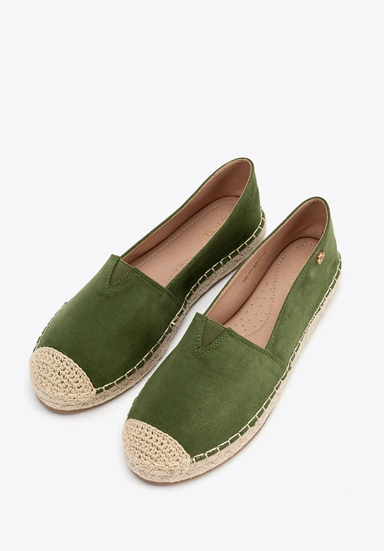 Damskie espadryle z plecionym noskiem zielone