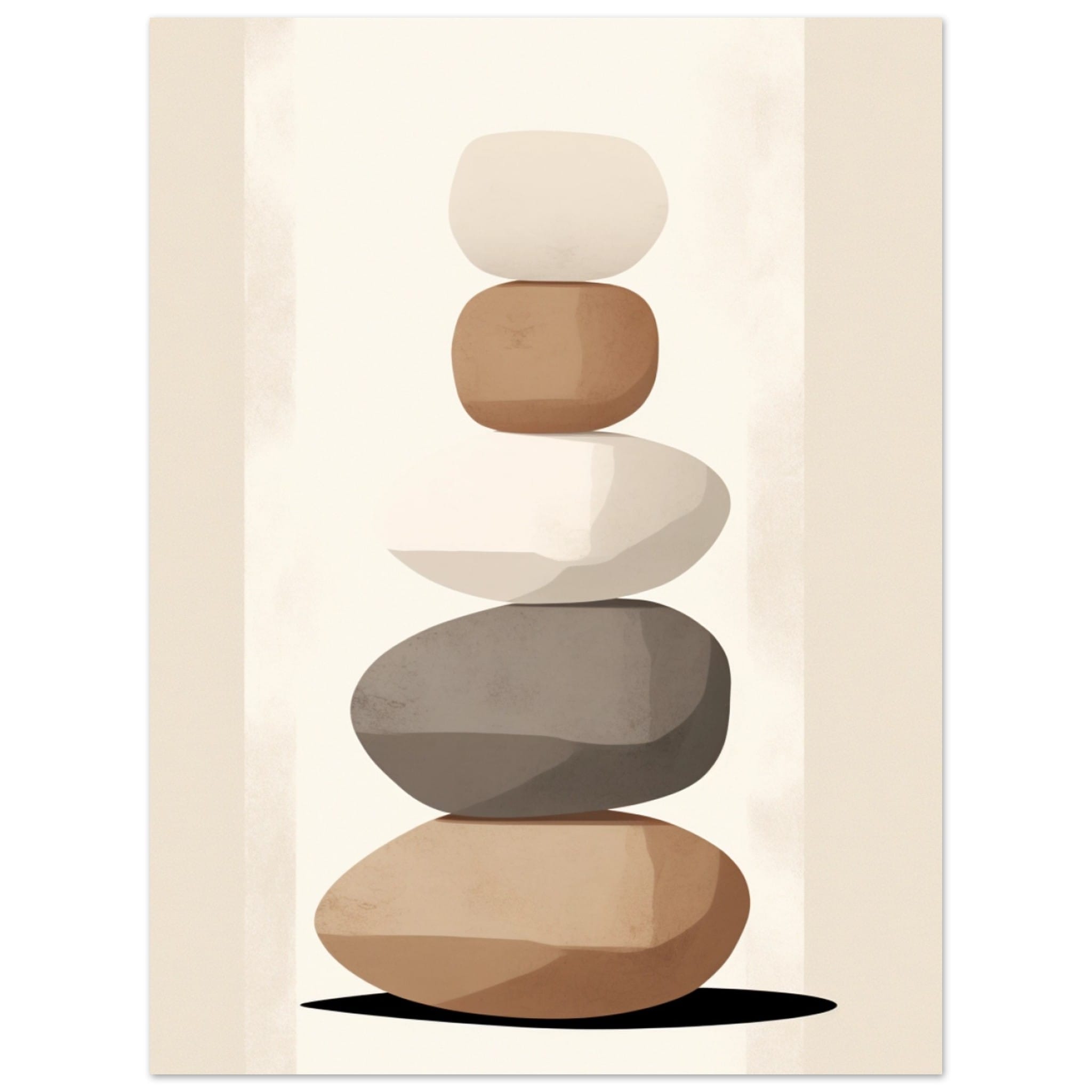 Artfulprints Poster Stacked stones  - 30x40 cm - Taupe