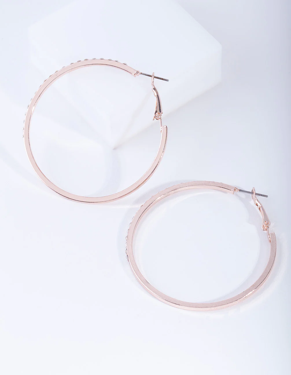Rose Gold Small Diamond Hoop Earrings