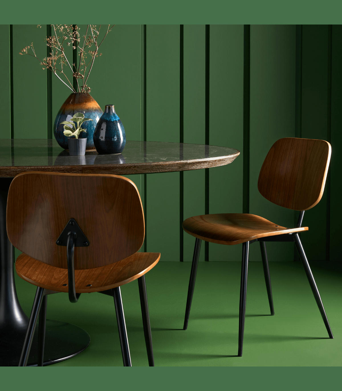 OLYMPIA - Lot de 6 Chaises finition noyer - L77 cm