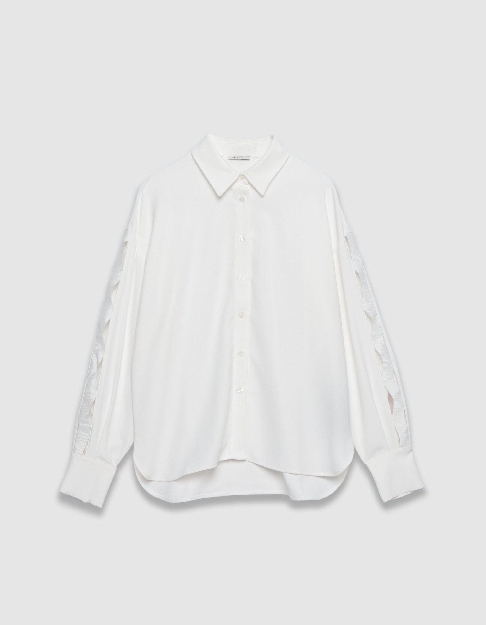 Chemise noire manches longues ajourées Femme