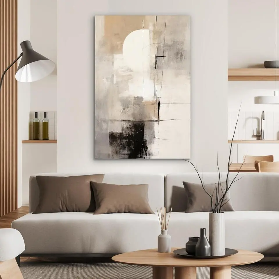 MuchoWow Aluminium Schilderij 60x90cm Abstract Kunst Grijs