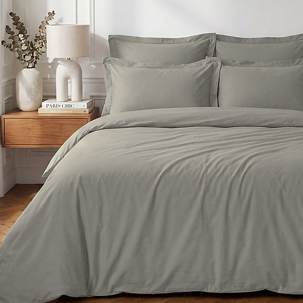 Housse de couette en percale coton Gris Perle 260x240 cm SOFT PERCALE