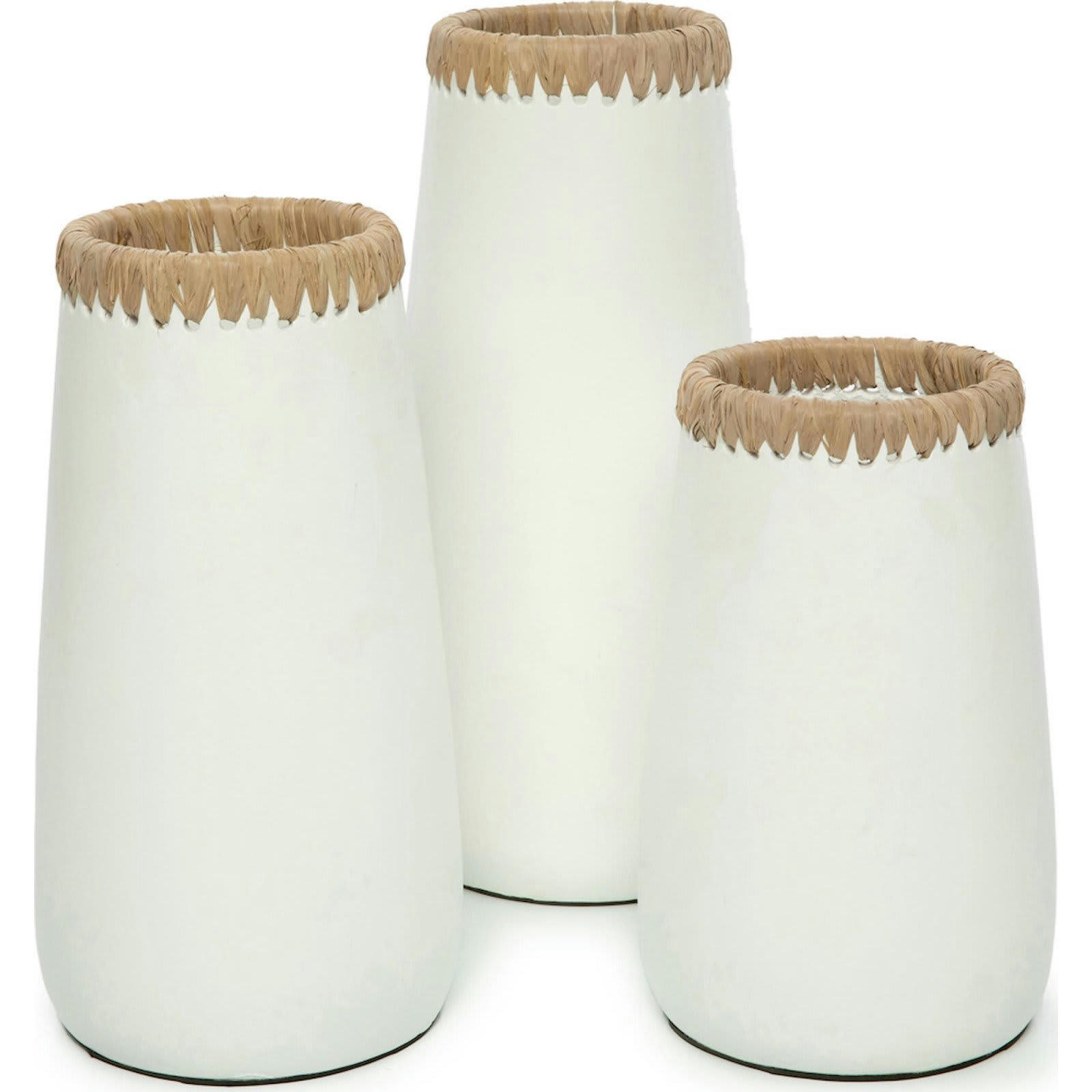 BALI BAZAR - Vase Raphia Blanc