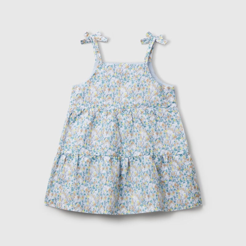 Flounced dress with flower print