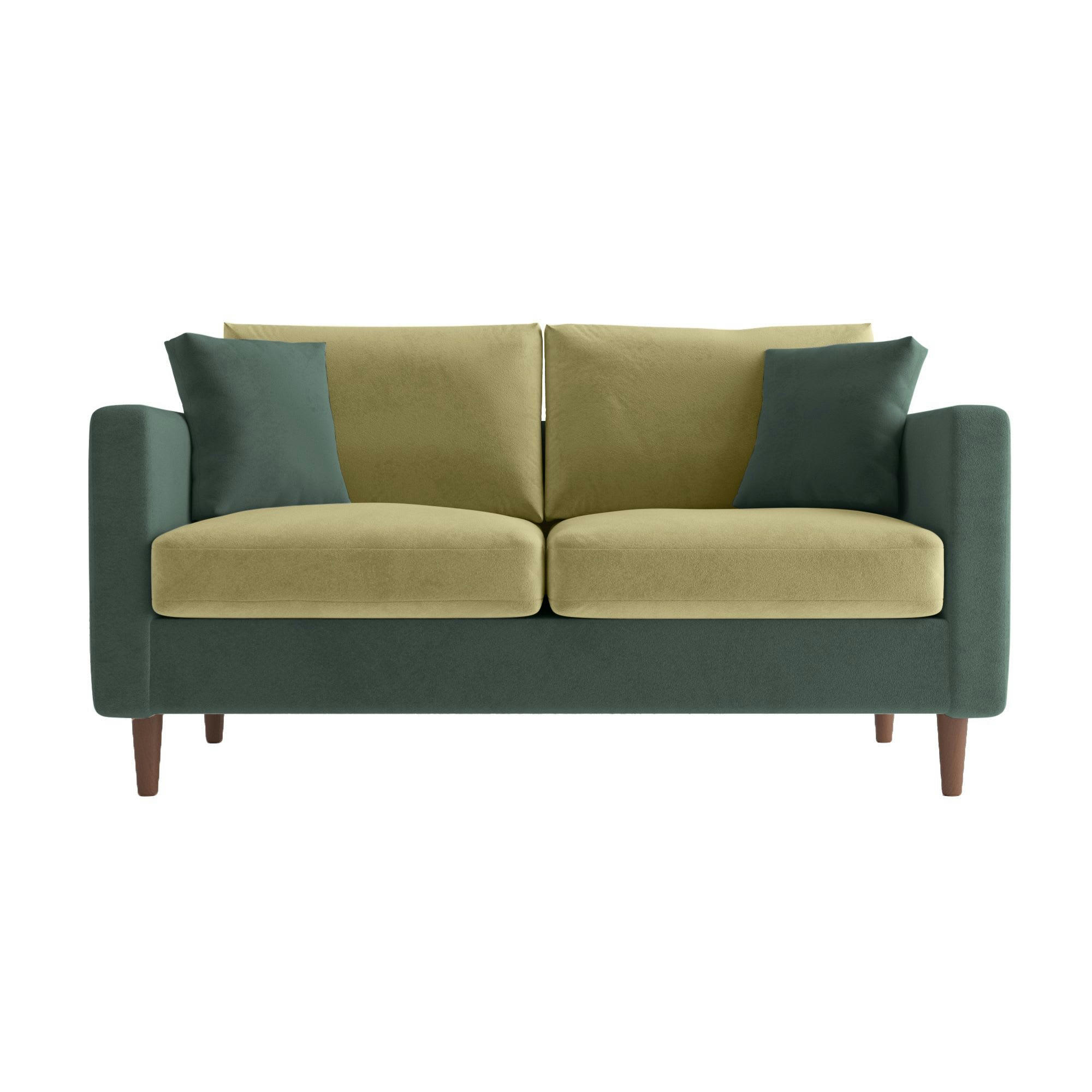 CARTHAGE - Canapé bicolore 2 places en velours vert