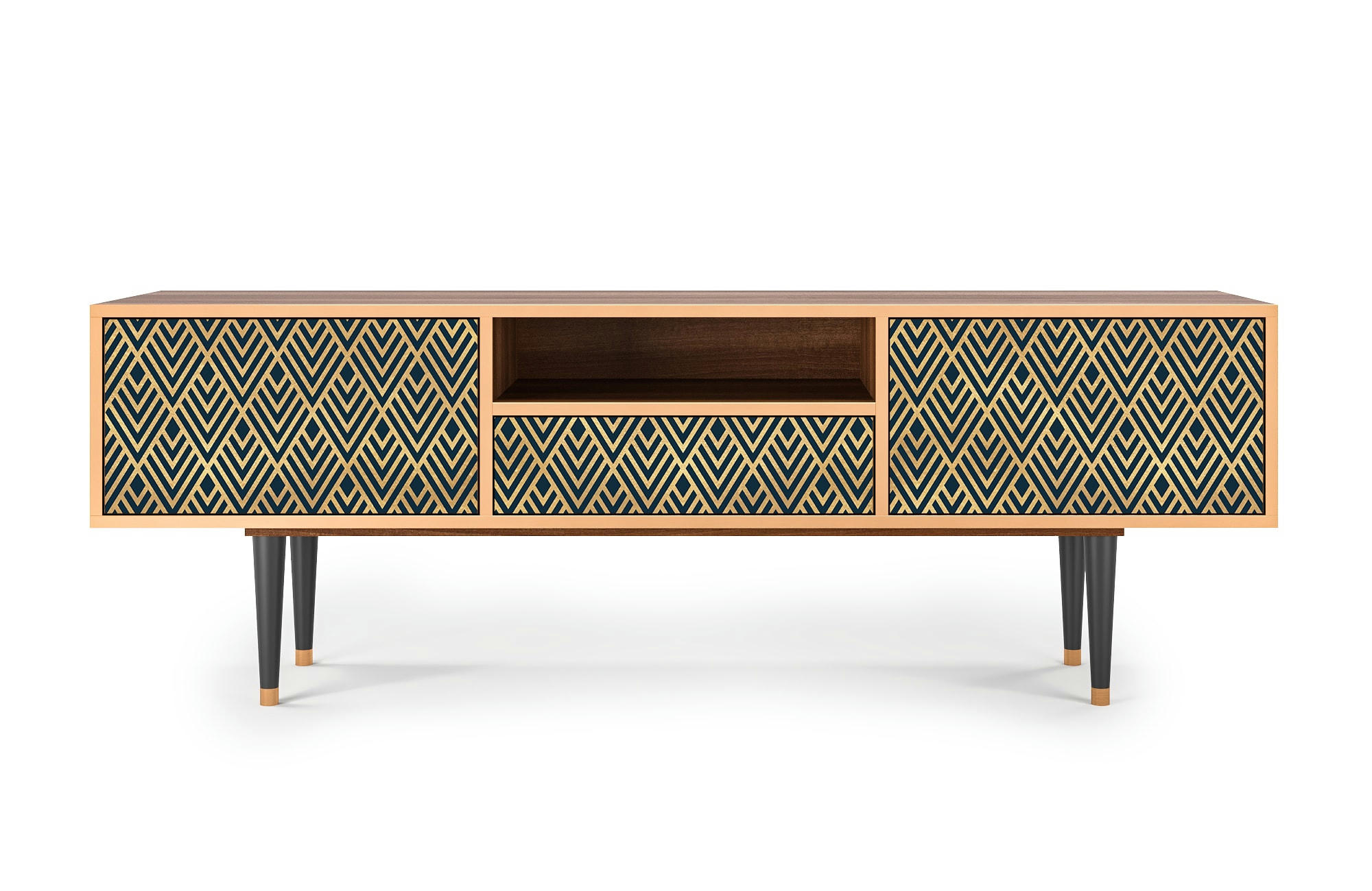 EGYPT TRIANGLES - Meuble TV  bleu 1 tiroir et 2 portes L 170 cm