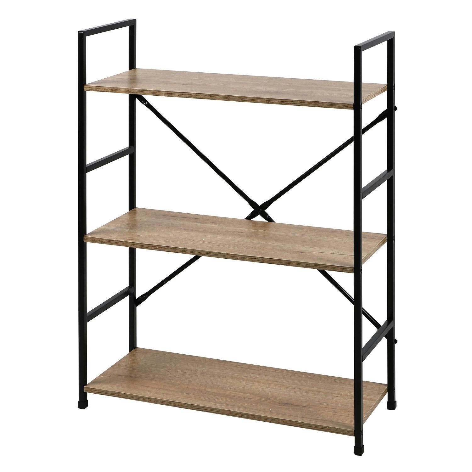 COLORADO - Etagère droite large 3 niveaux en métal et mdf beige