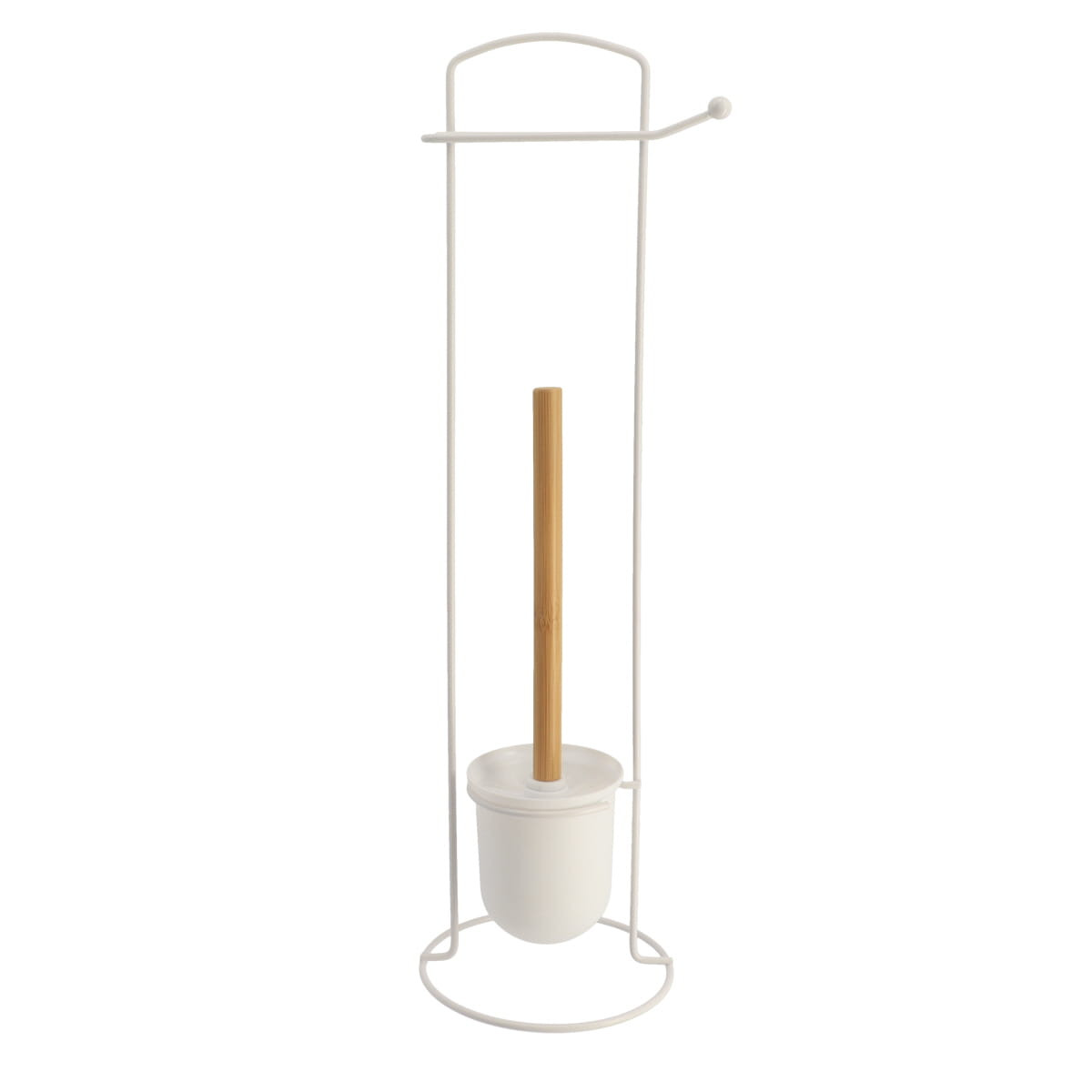 Stojak na papier szczotka toaletowy WC 2w1 biała nowoczesna 58,5 cm