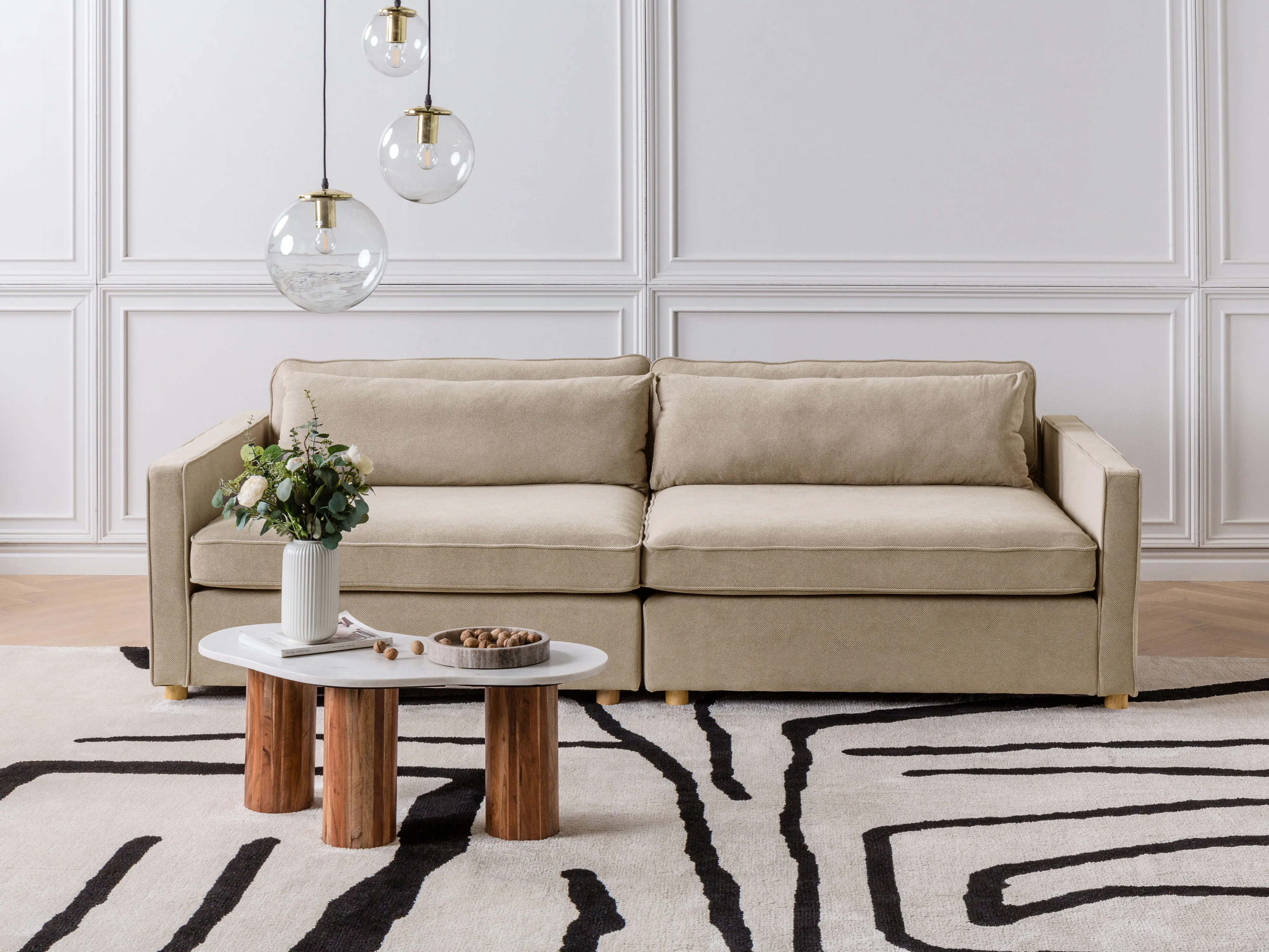 Sofa 3 Seater VINSTRA Fabric Taupe