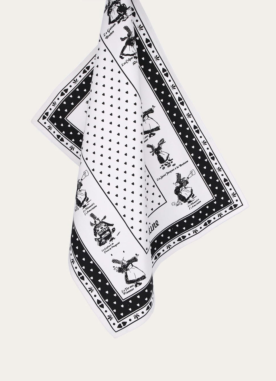 TORCHON EN COTON IMPRIMÉ BIGOUDÈNES MARINE