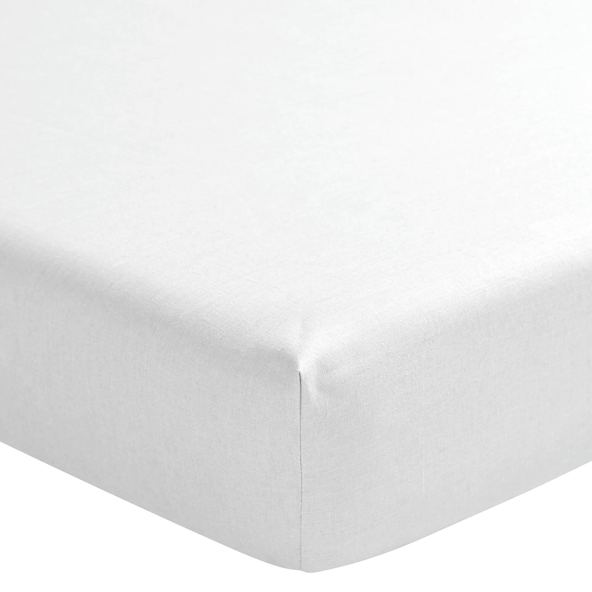 NOUVELLE VAGUE - Drap housse en lin blanc 180x200