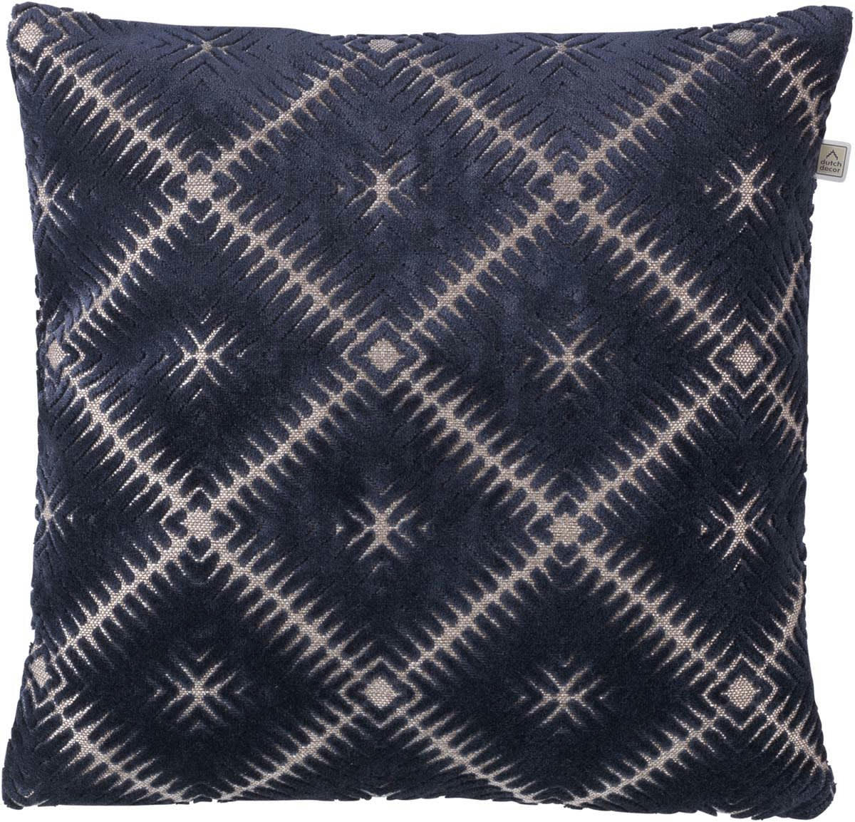 - Coussin - bleu en velours 45x45 cm avec motif