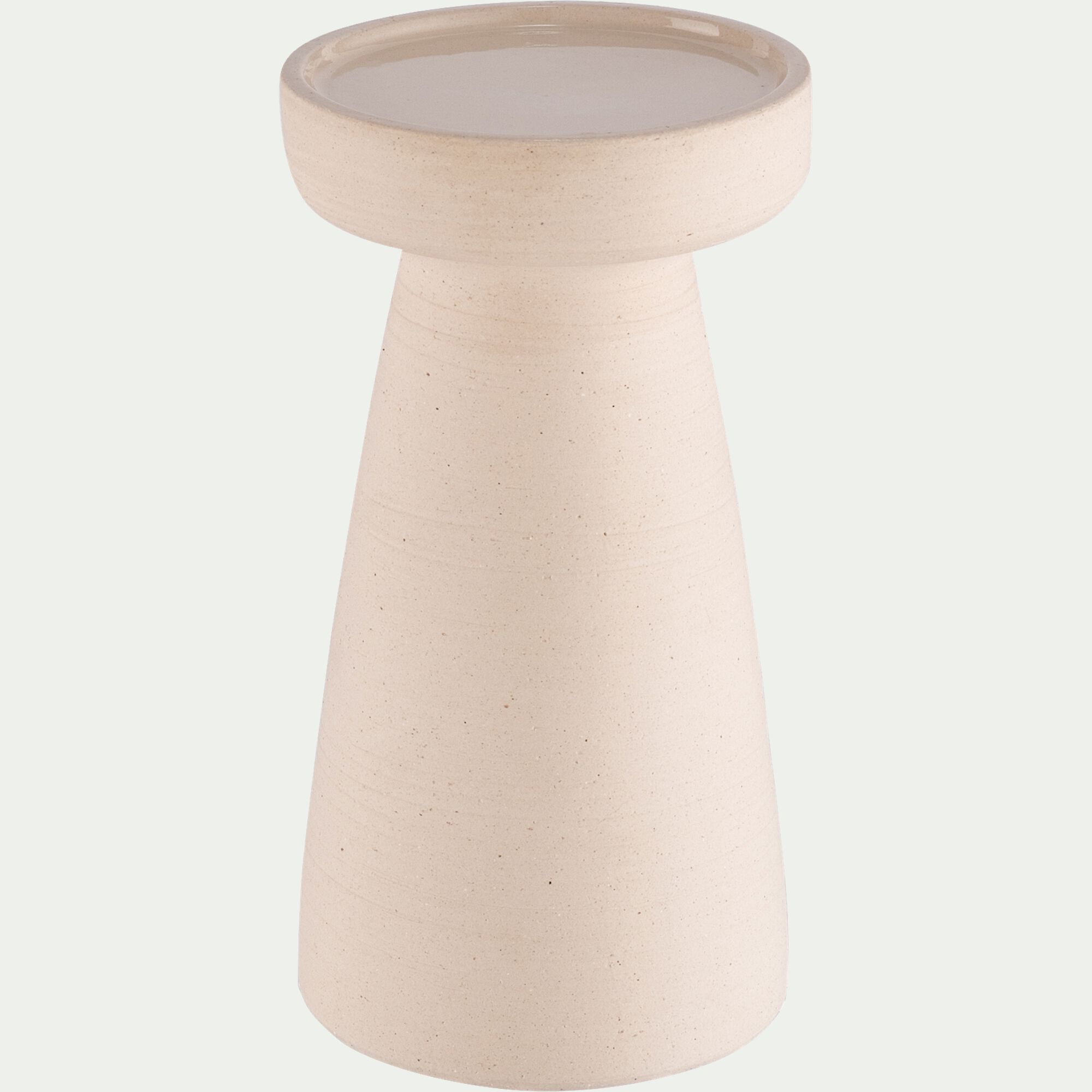 ZELIE - Bougeoir en grès D11,5xH22cm - beige