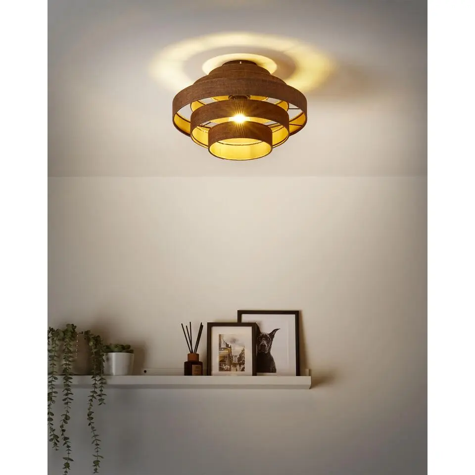 EREBATO - Plafondlamp - Bruin - Linnen