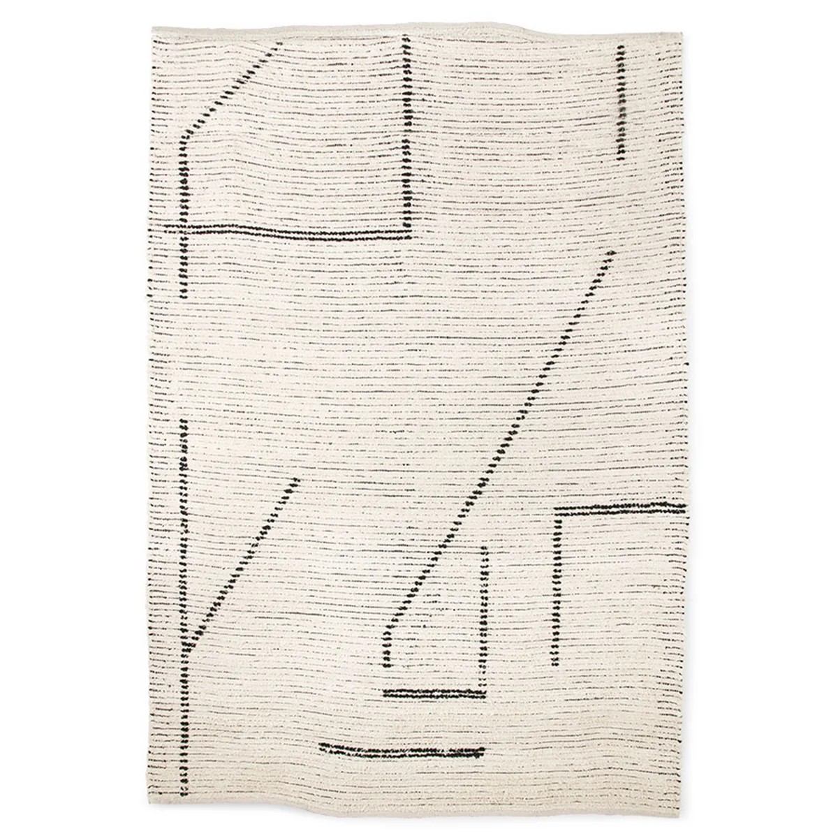 HKliving - Handgewebter Teppich Baumwolle, 200 x 300 cm, cream / charcoal