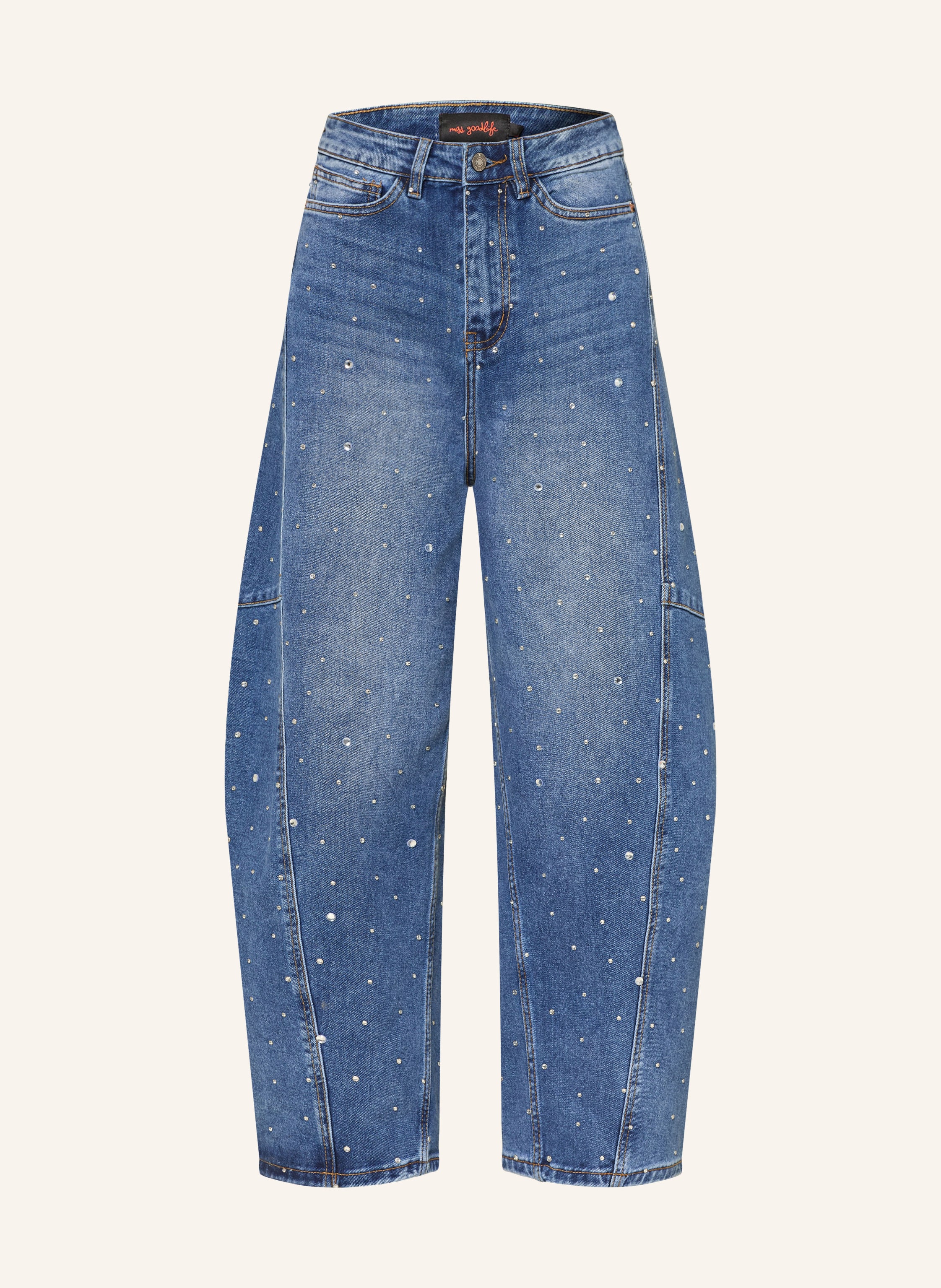 miss goodlife Barrel Jeans mit Schmucksteinen