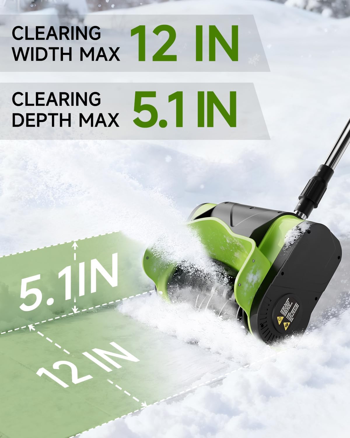 Electric Snow Shovel Cordless，20V | 12-Inch | 4-Ah Cordless Snow Blower  Battery Snow Blower with Directional Plate & Adjustable Front Handle(Battery & Quick Charger Included