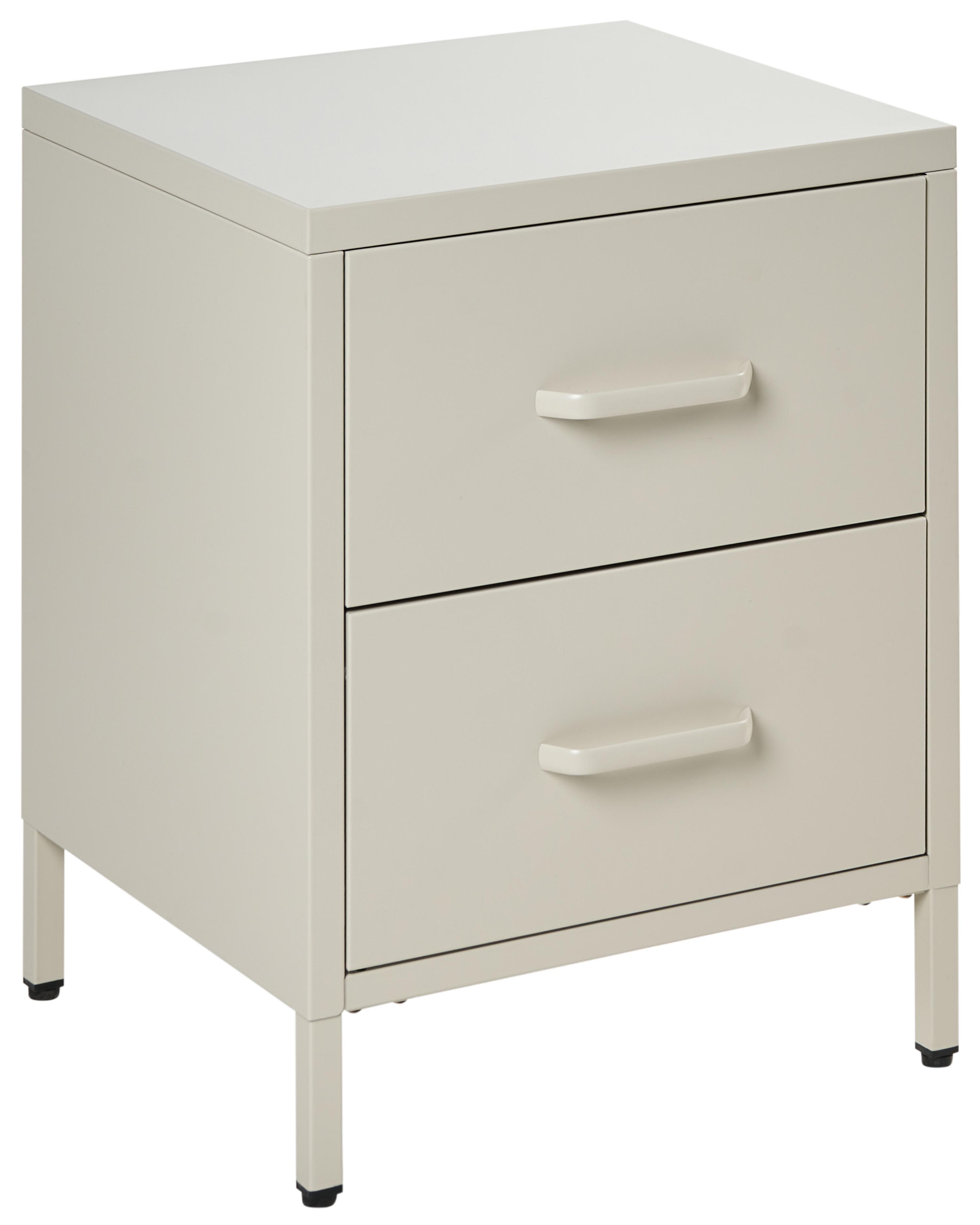 2 Drawer Bedside Table MALAVI Metal Beige