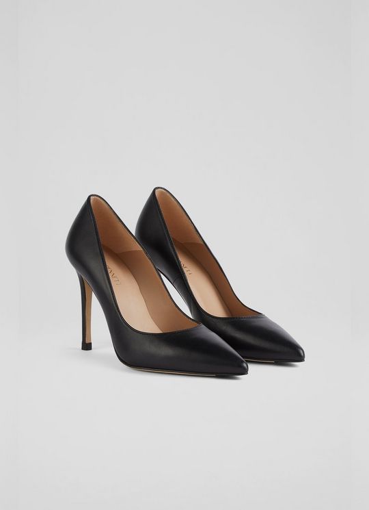 Classic Fern Black Naapa Leather Pointed Toe Courts