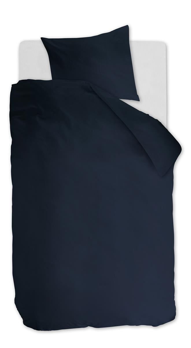 Ambiante Cotton Uni dekbedovertrek - Effen - Eenpersoons - 140x200/220 - Donker Blauw