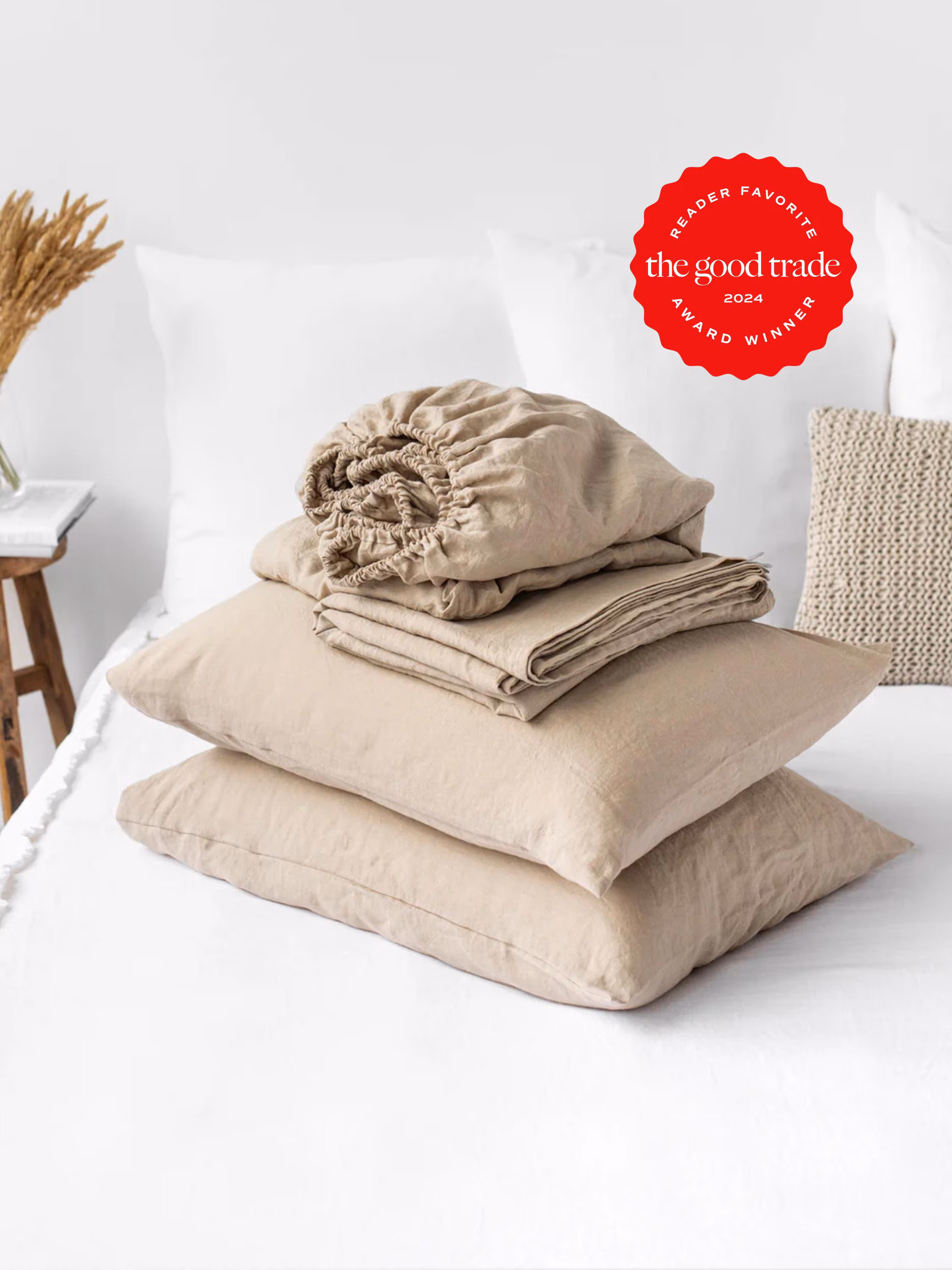 Natural Linen Sheet Set — Beige Queen Sheet Set — King Linen Sheets — Linen Bedding Set