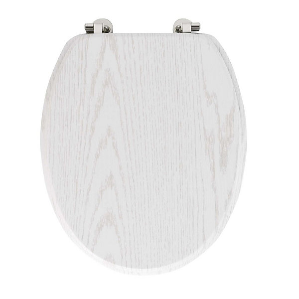 Abattant WC MDF charnières métal effet bois Strata blanc