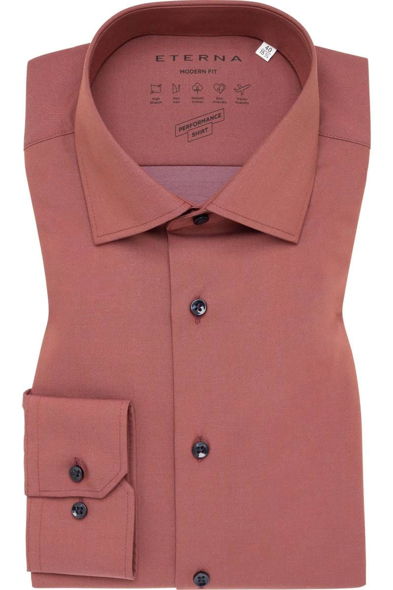 ETERNA Performance Modern Fit Hemd Campari, Einfarbig