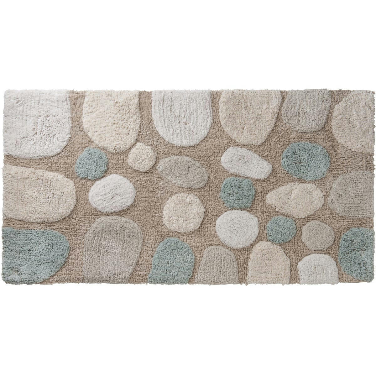 GALET - Tapis de bain coton fantaisie beige 60x120cm