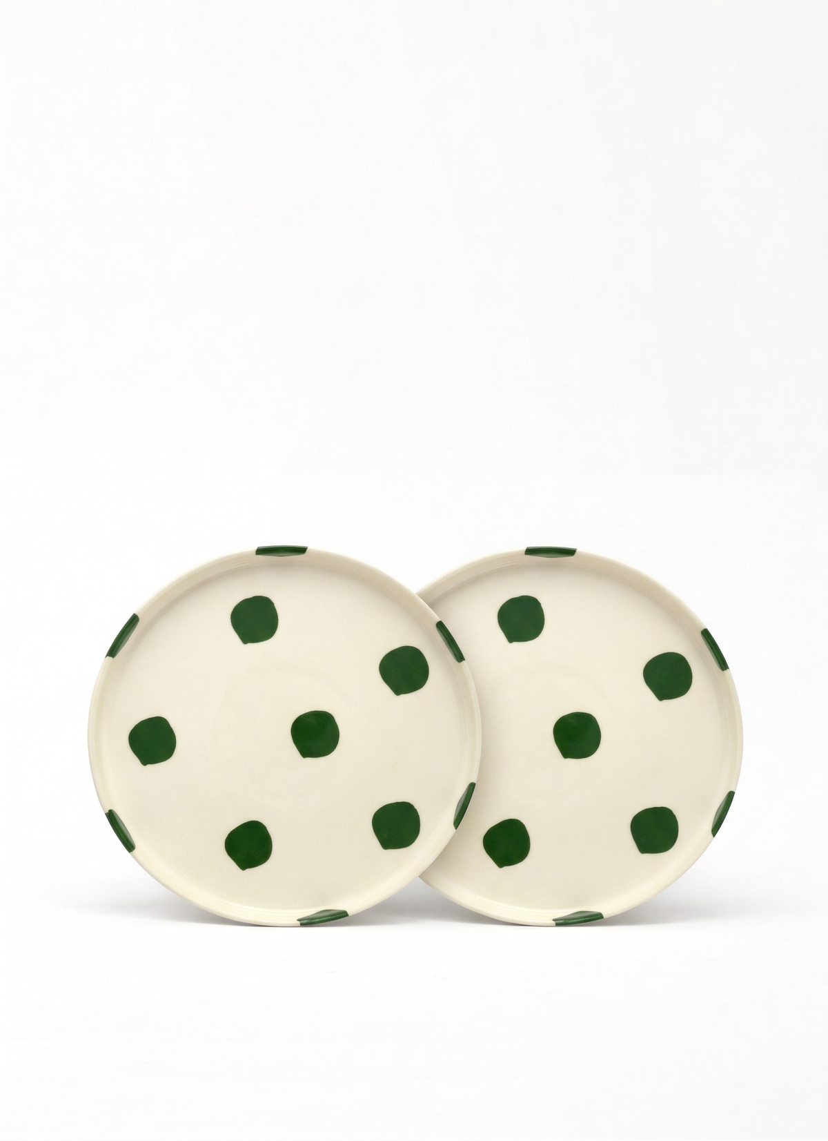vtwonen - Lunchbord - Stippen - Groen - Set van 2 - Keramiek - 20cm