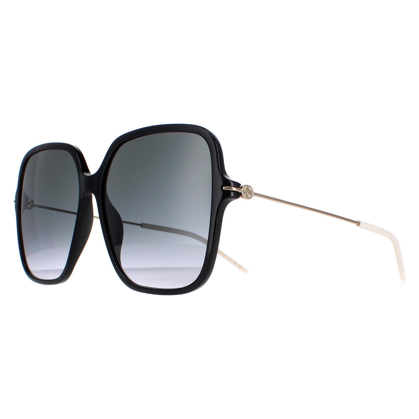 Gucci Square Shiny Black and Gold Grey Gradient GG1267S