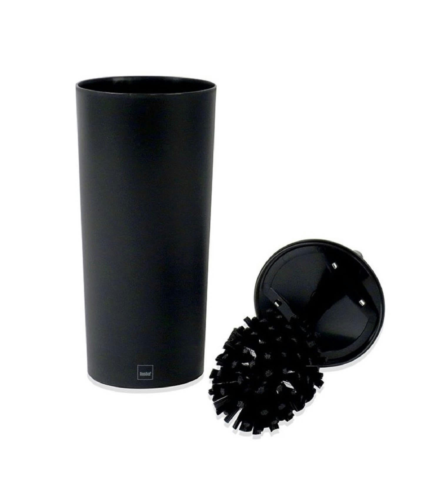 MARTA - Brosse WC polyester noir mat et manche argenté