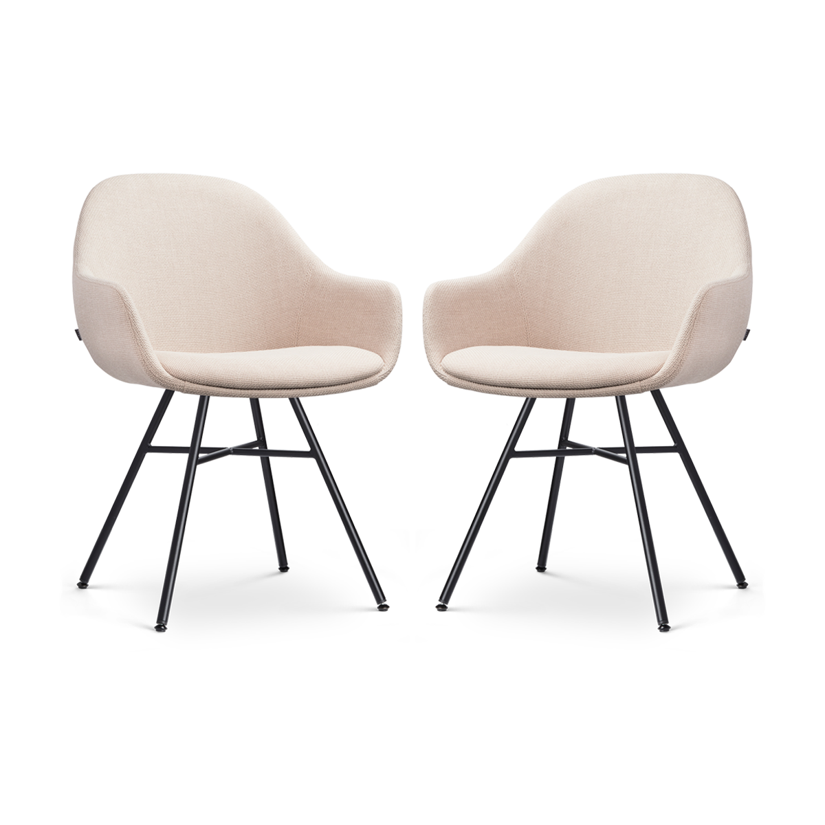 Nolon Noa-Mae Eetkamerstoelen Set van 2 - Beige - Zwarte Poten