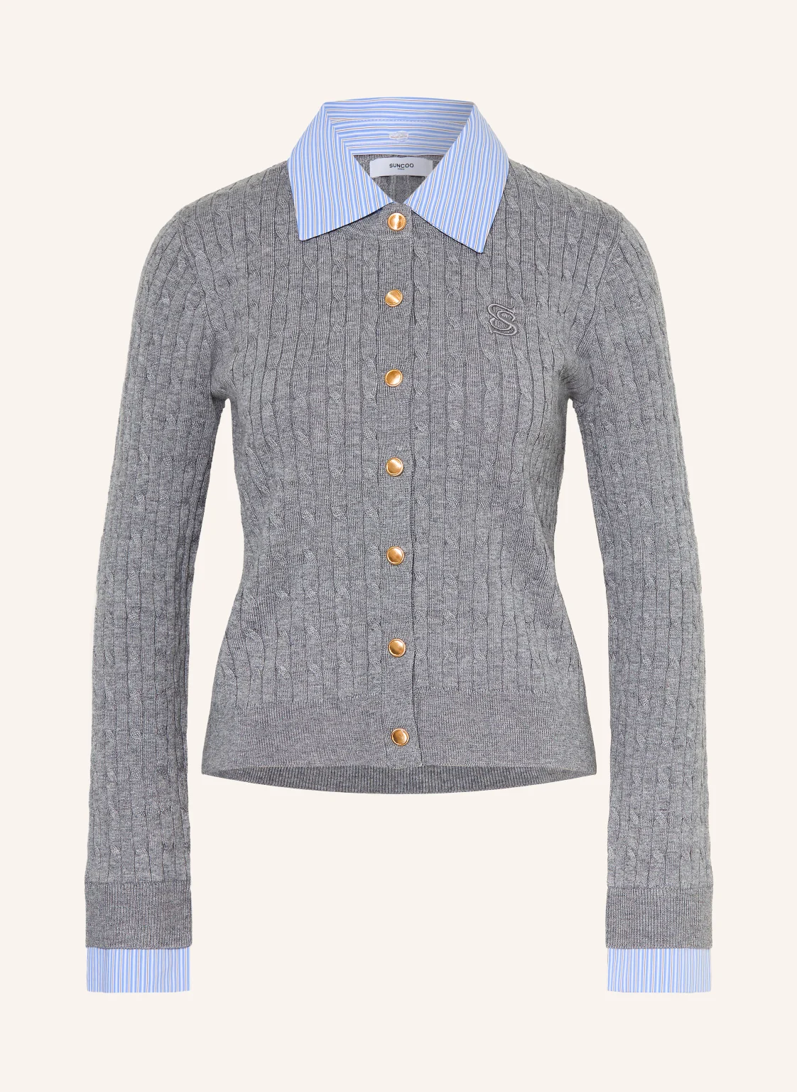 SUNCOO Strickjacke GASTI mit abnehmbarem Kragen