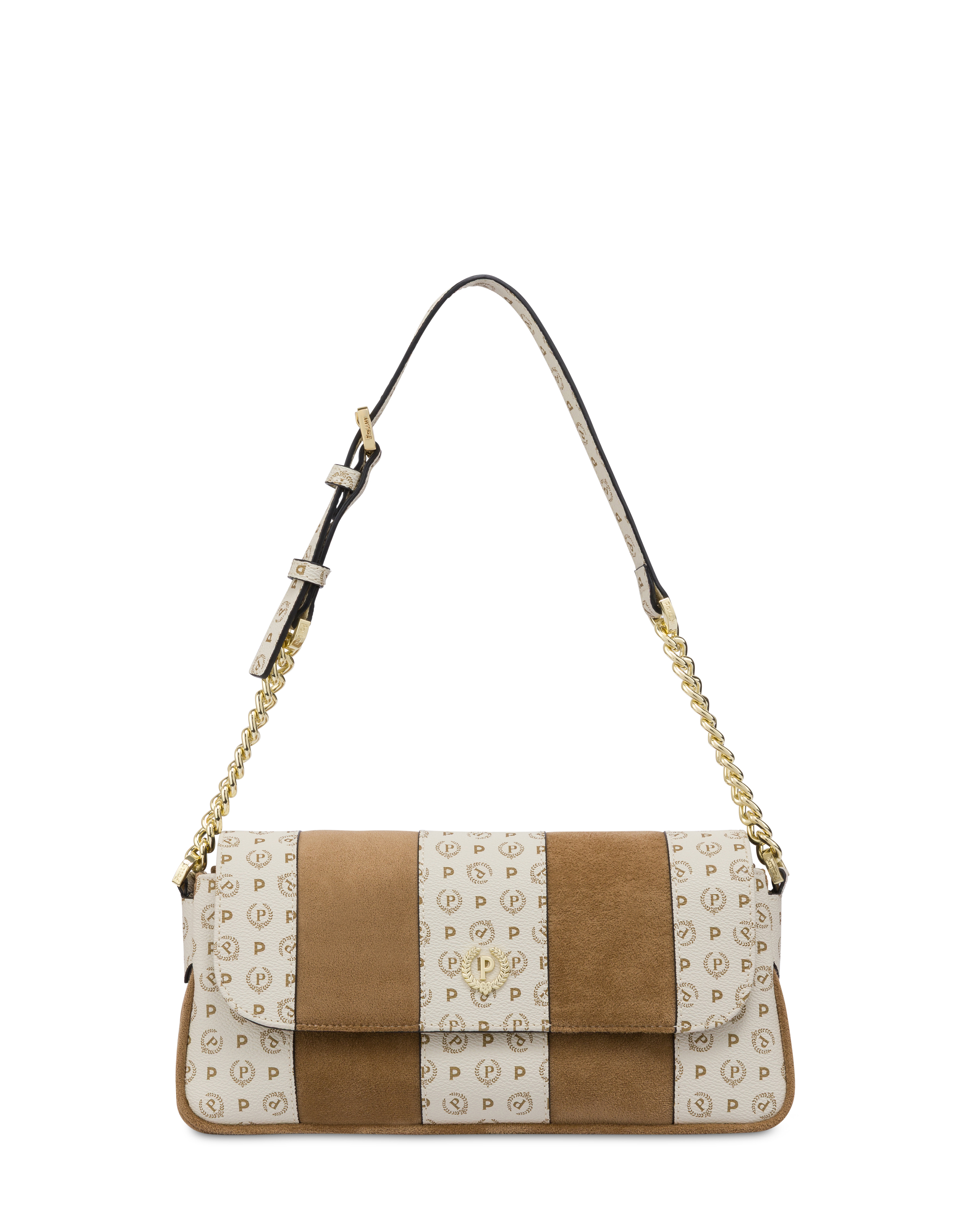 Borsa A Spalla Interplay In Fabric Suede Ed Heritage Pvc Taupe/avorio