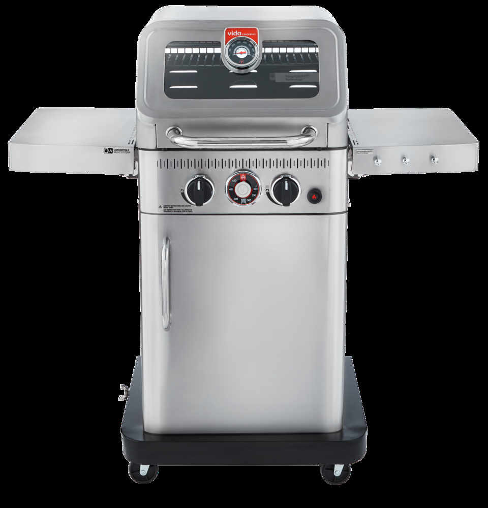 Vida by PADERNO Essence Series Vida 2-Burner Convertible Propane Gas BBQ Grill with a Window Lid