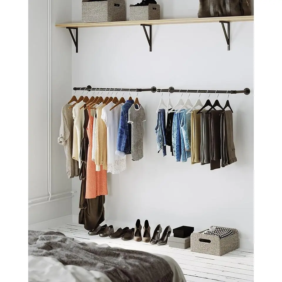 Kledingrek Set van 2 - Metaal - Industrieel - Zwart