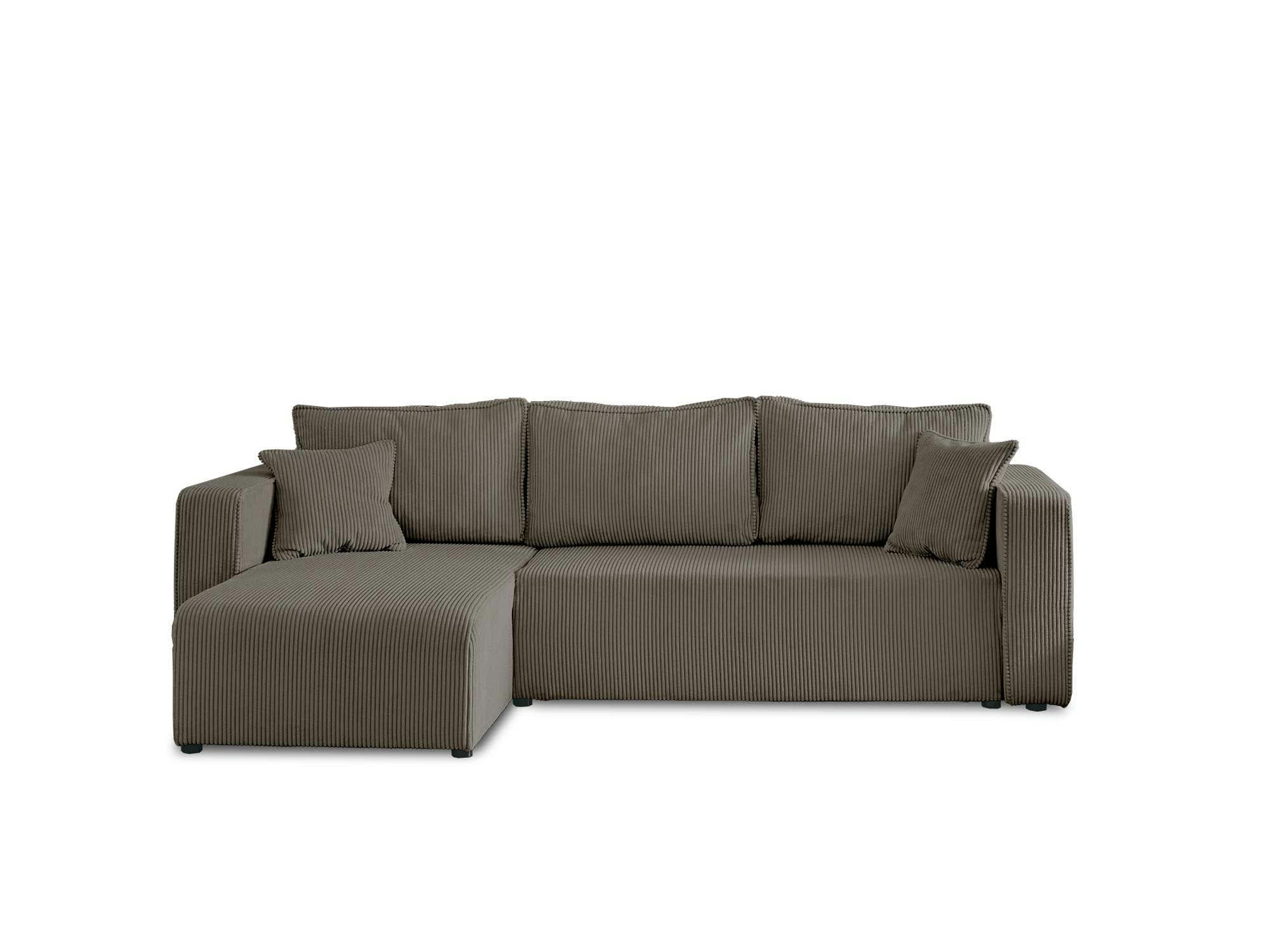 TOPAZE - Canapé d'angle réversible convertible 4 places en velours côtelé gris