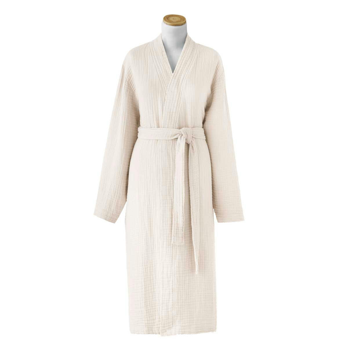 BONHEUR - Peignoir en gaze de coton beige L/XL